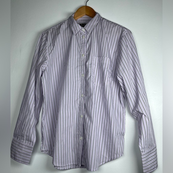 J. CREW Size 10 Lilac Garçon classic shirt in striped cotton poplin - Picture 6 of 13